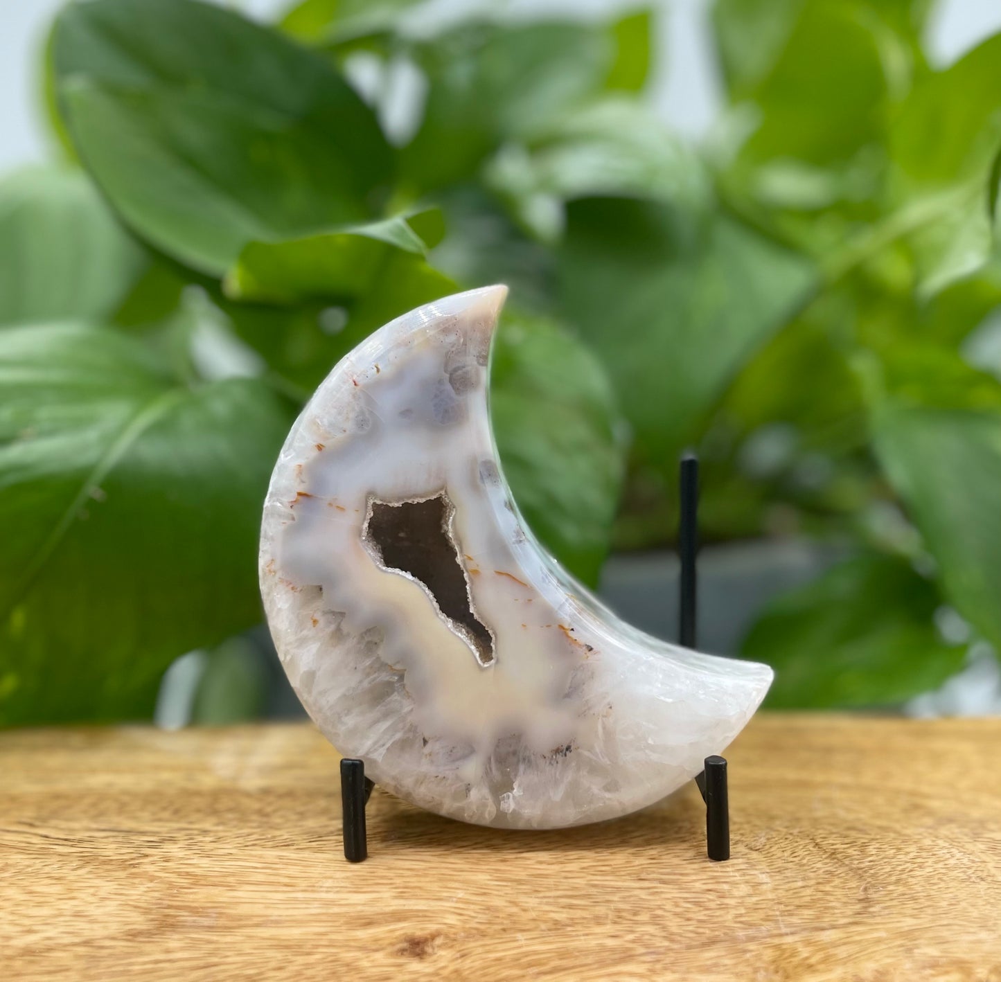 Agate Druzy Moon Carving