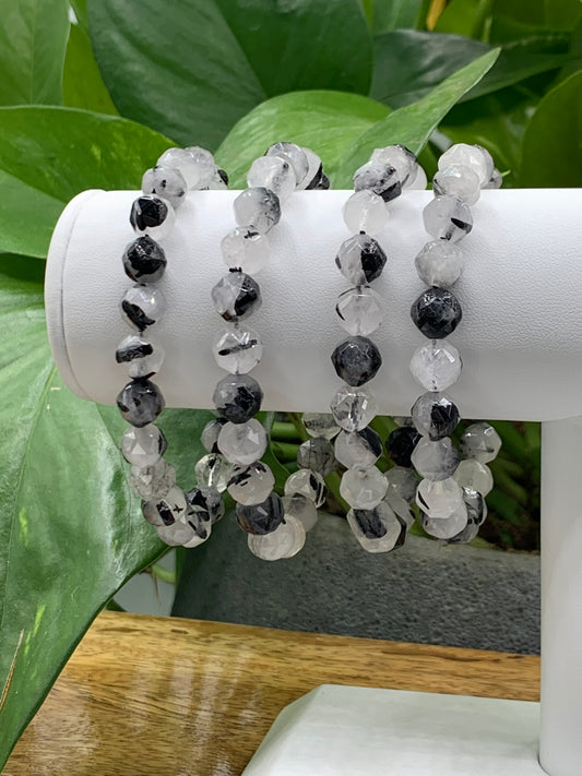 Tourmaline in Quartz Diamond Cut Bracelet