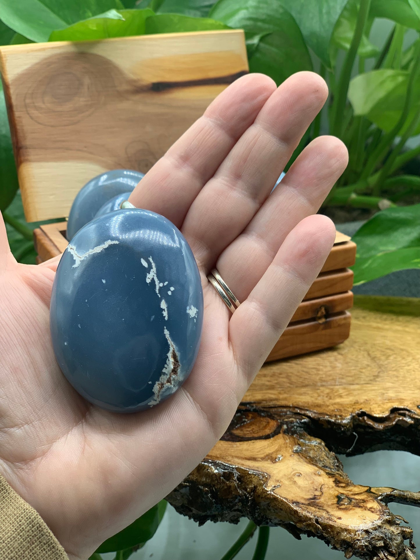 Angelite Palm Stone
