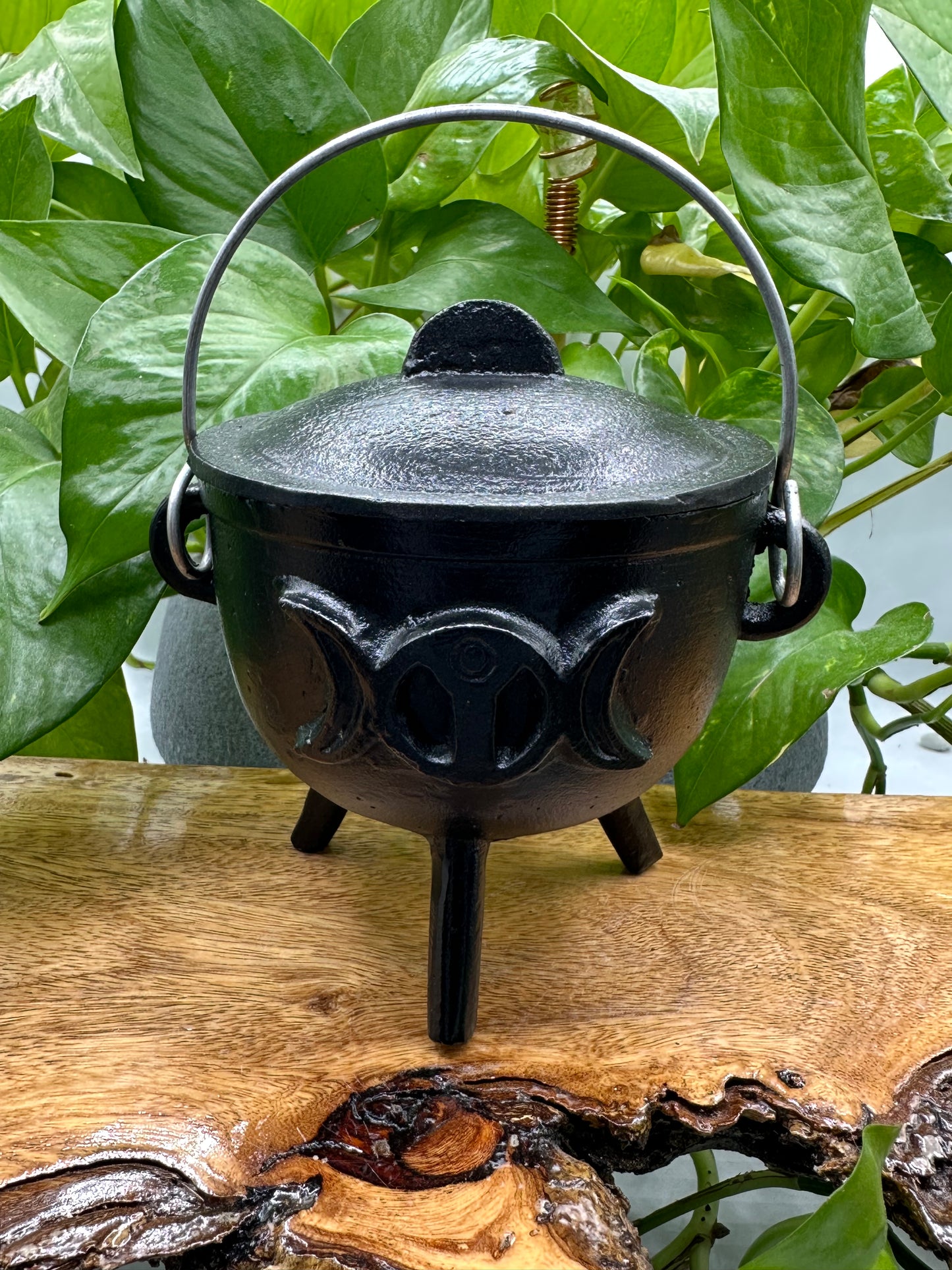 Cauldron Cast Iron Triple Moon Goddess