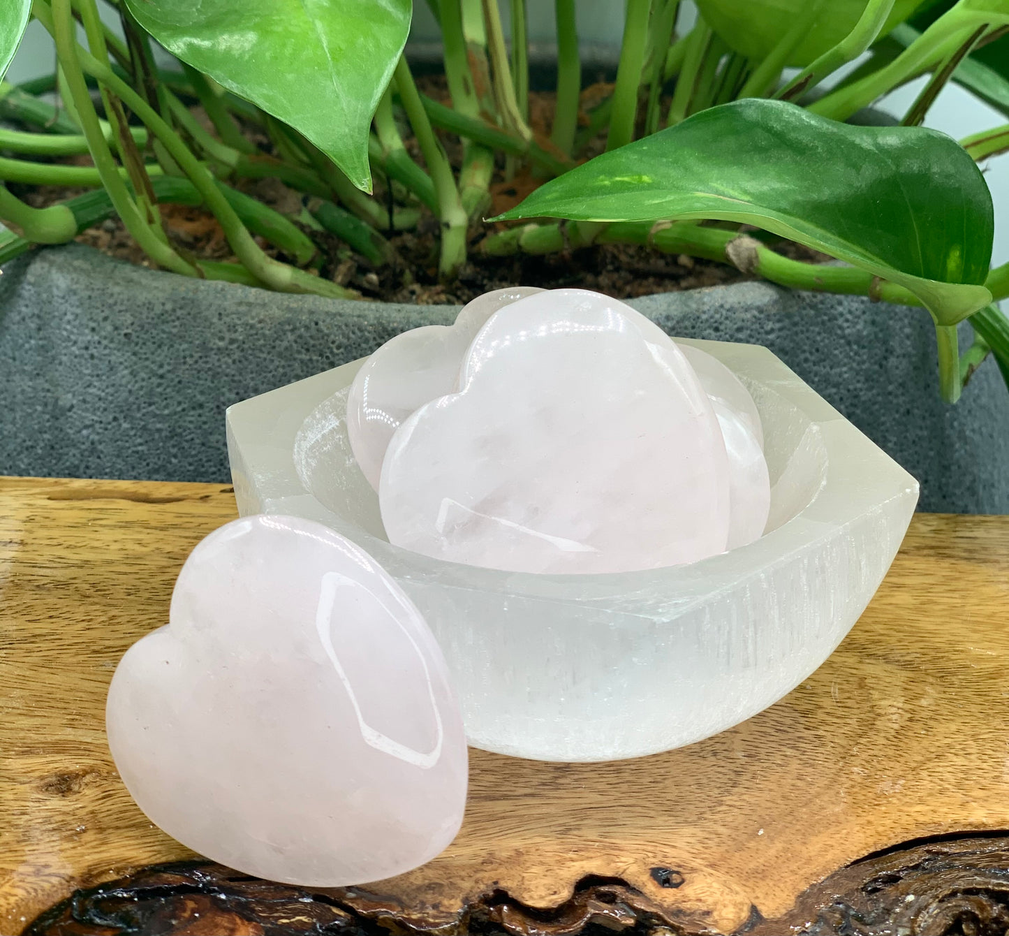 Rose Quartz Heart Palm Stone