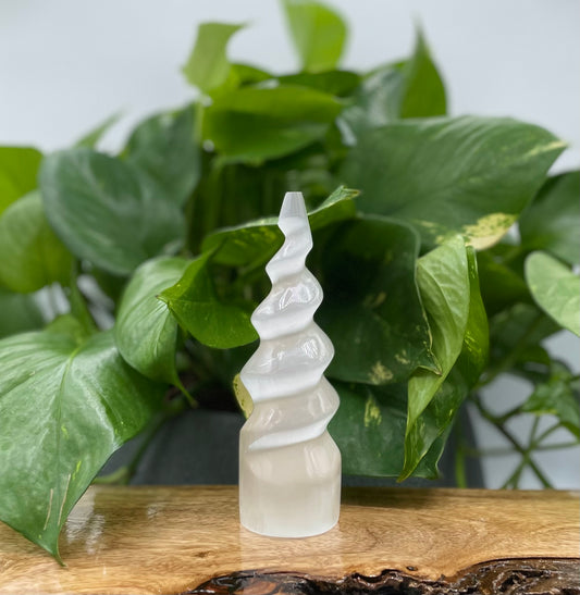 Selenite Unicorn Horn